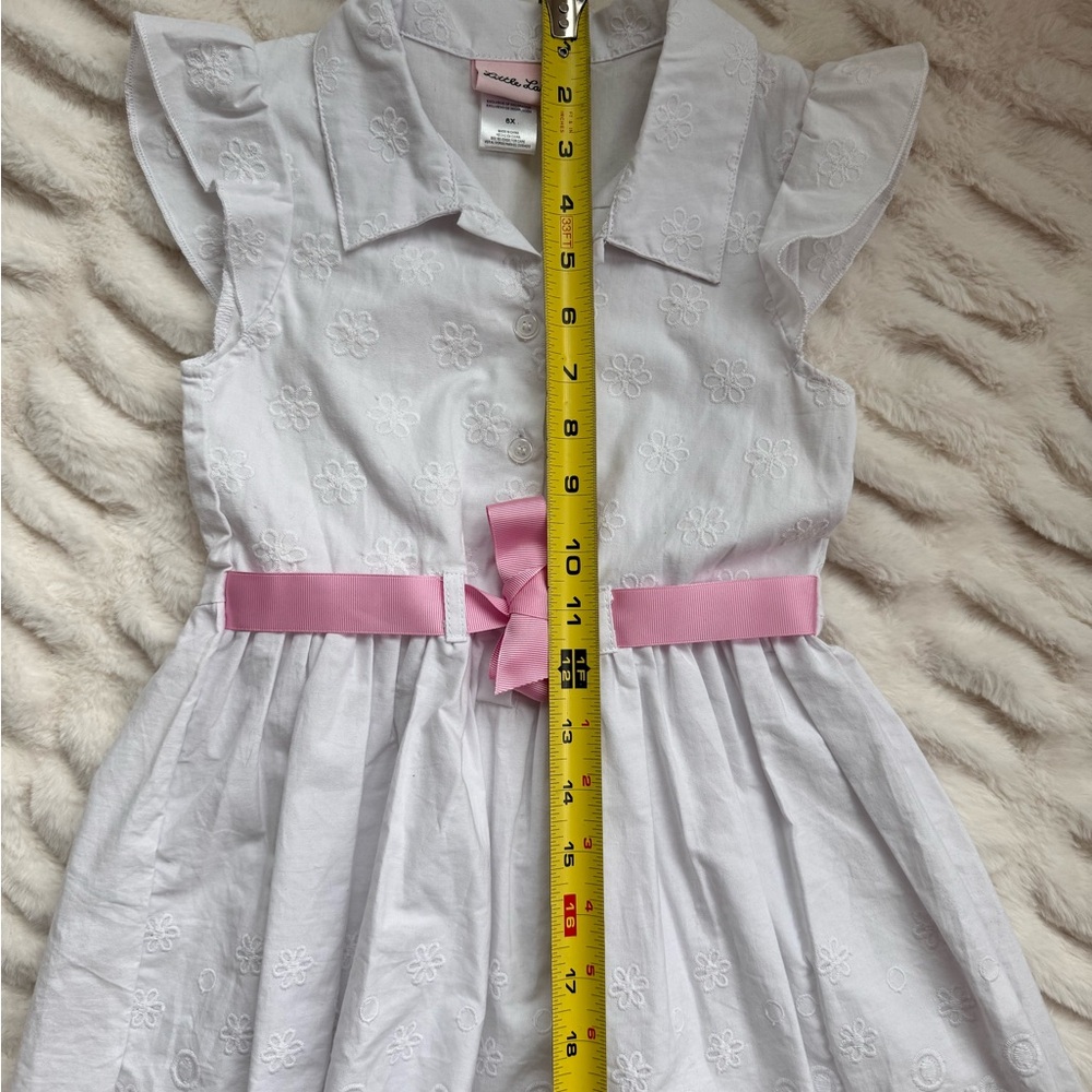 White Sleeveless Dress with Pink Bow - Picture 3 of 6